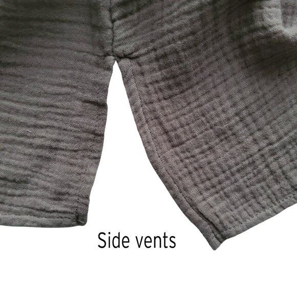 T Tahari Woman Crinkle 100% Cotton Gauze Boxy Raw edges Cap sleeve Grey Size 3XL - Picture 8 of 15